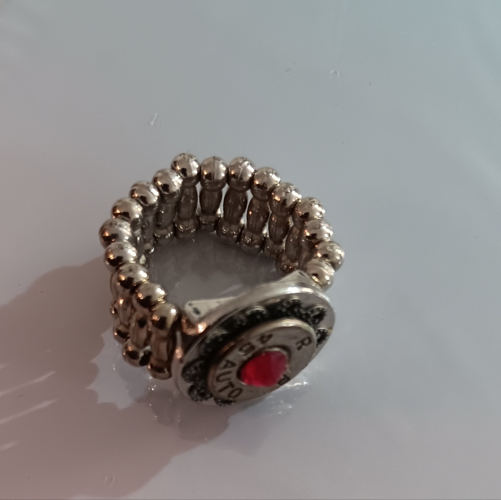 Bullet Casing Ring w Red Gemstone - Picture 5 of 6